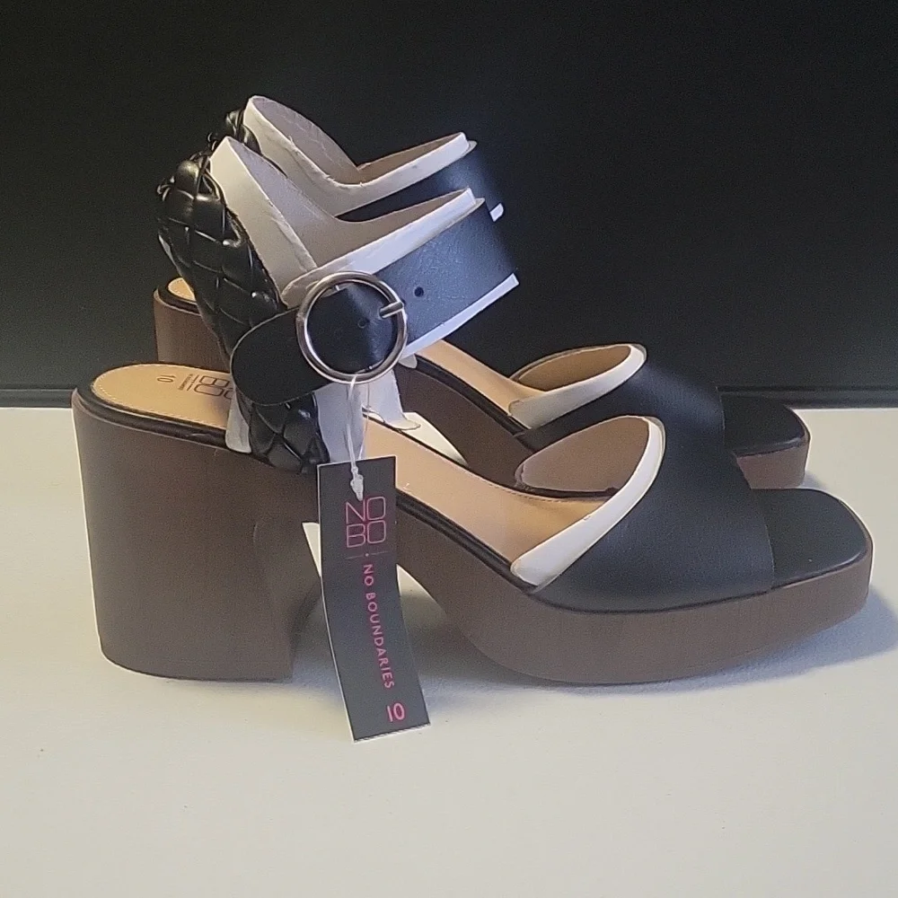 No Boundaries Black and Brown Block Heel Shoes